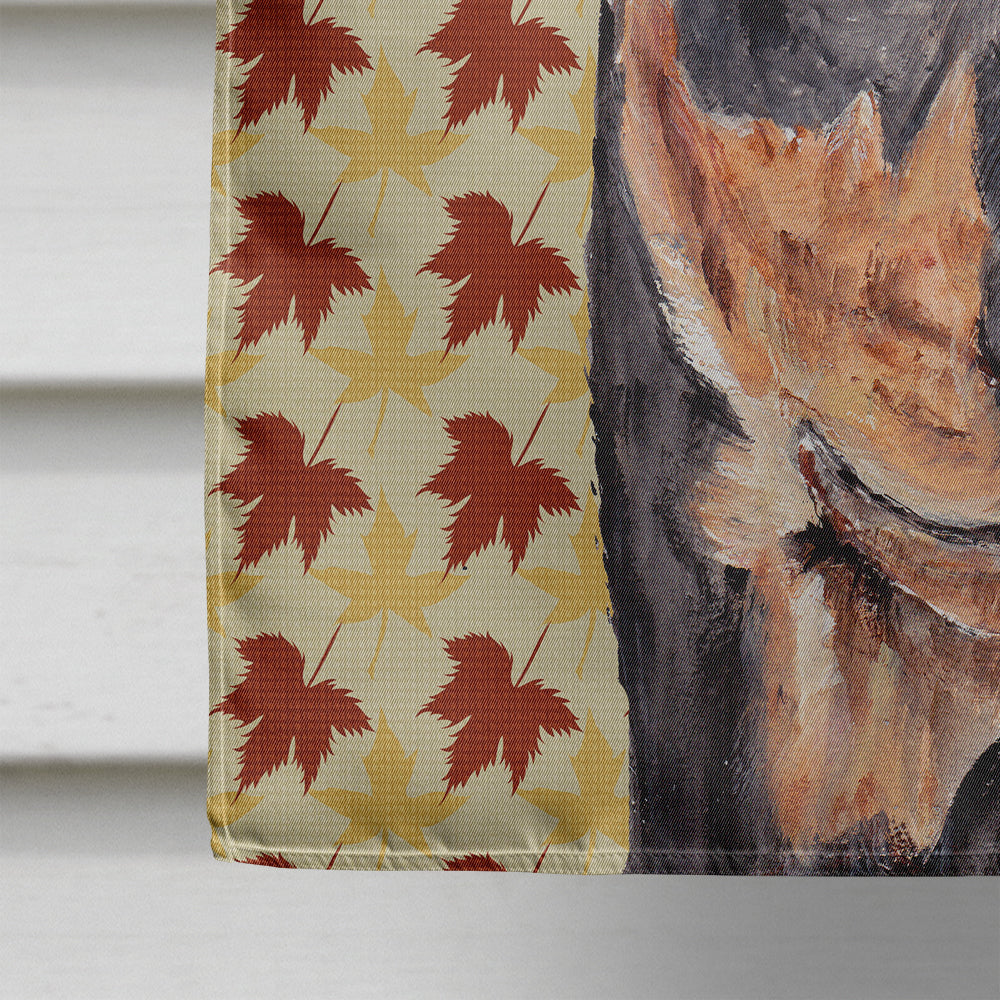 German Pinscher Fall Leaves House Flag 28x40 Porch Sleeve Pole Decorative Outside Yard Banner Artwork Wall Hanging, Polyester
