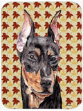 German Pinscher Fall Leaves Cutting Board Tempered Glass Kitchen Cutting Surface, Heat Resistant Chopping, Non-Slip Feet, Food Prep & Serving