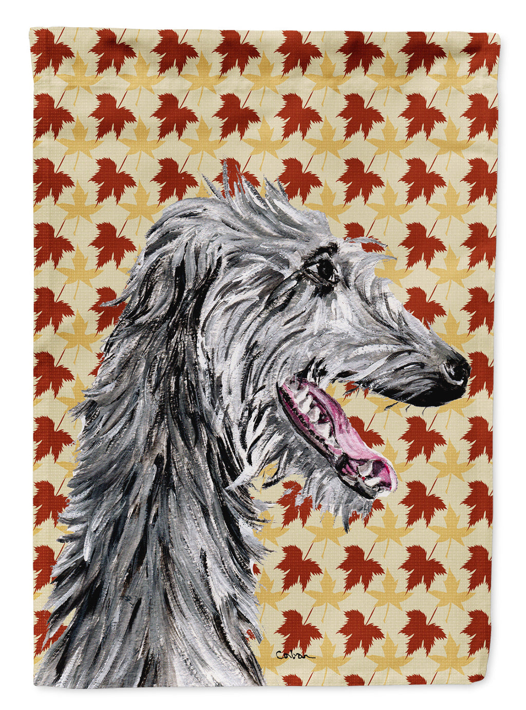 Scottish Deerhound Fall Leaves House Flag 28x40 Porch Sleeve Pole Decorative Outside Yard Banner Artwork Wall Hanging, Polyester
