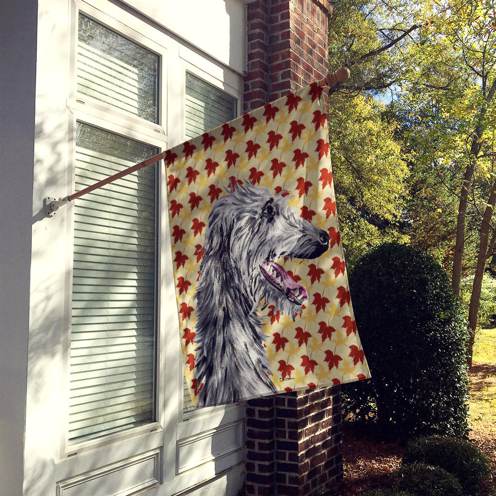 Scottish Deerhound Fall Leaves House Flag 28x40 Porch Sleeve Pole Decorative Outside Yard Banner Artwork Wall Hanging, Polyester