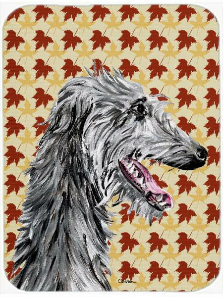 Scottish Deerhound Fall Leaves Cutting Board Tempered Glass Kitchen Cutting Surface, Heat Resistant Chopping, Non-Slip Feet, Food Prep & Serving