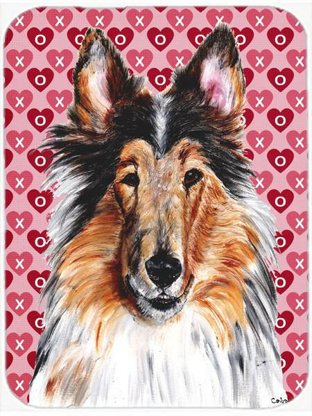 Collie Hearts and Love Cutting Board Tempered Glass Kitchen Cutting Surface, Heat Resistant Chopping, Non-Slip Feet, Food Prep & Serving