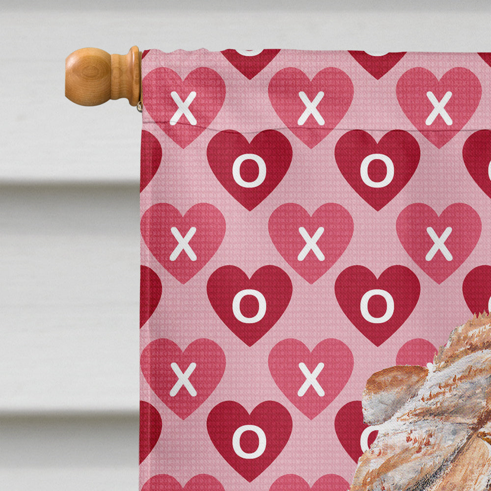 Shar Pei Hearts and Love House Flag 28x40 Porch Sleeve Pole Decorative Outside Yard Banner Artwork Wall Hanging, Polyester