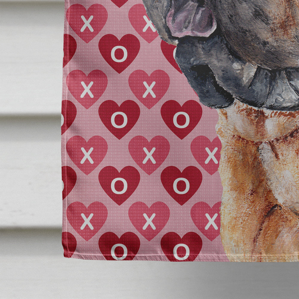 Shar Pei Hearts and Love House Flag 28x40 Porch Sleeve Pole Decorative Outside Yard Banner Artwork Wall Hanging, Polyester