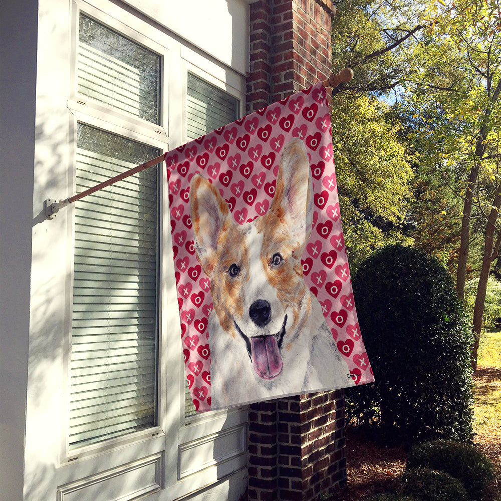 Cardigan Corgi Hearts and Love House Flag 28x40 Porch Sleeve Pole Decorative Outside Yard Banner Artwork Wall Hanging, Polyester