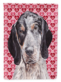 Blue Tick Coonhound Hearts and Love House Flag 28x40 Porch Sleeve Pole Decorative Outside Yard Banner Artwork Wall Hanging, Polyester