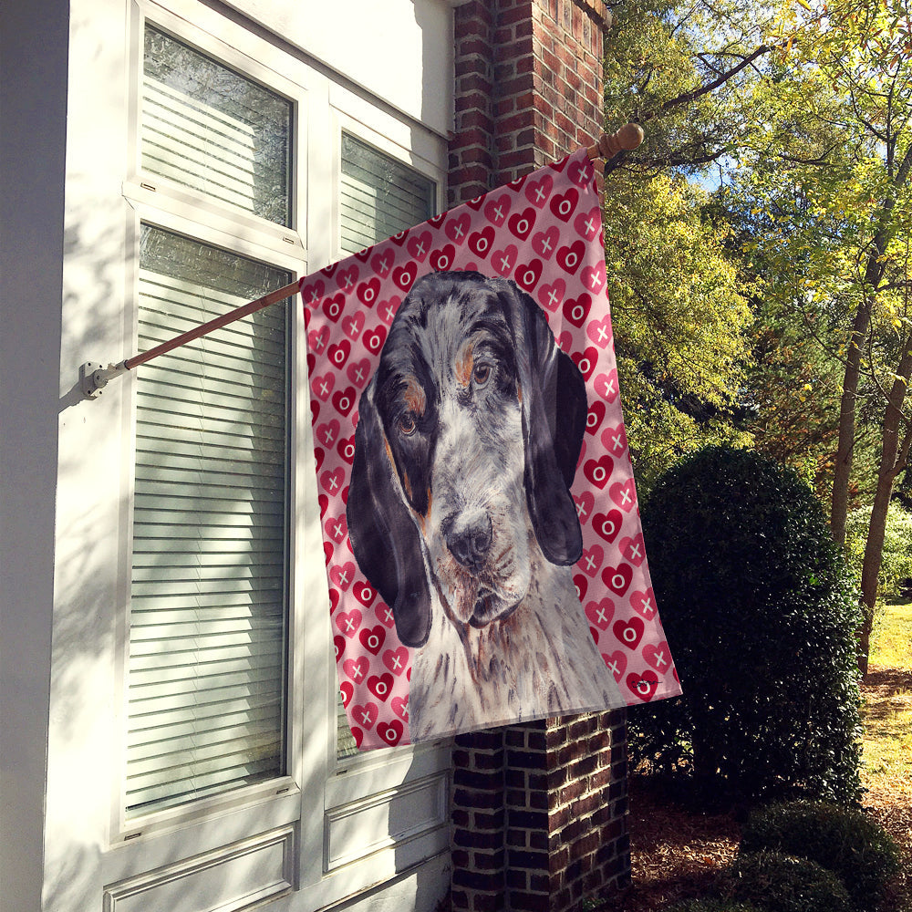 Blue Tick Coonhound Hearts and Love House Flag 28x40 Porch Sleeve Pole Decorative Outside Yard Banner Artwork Wall Hanging, Polyester