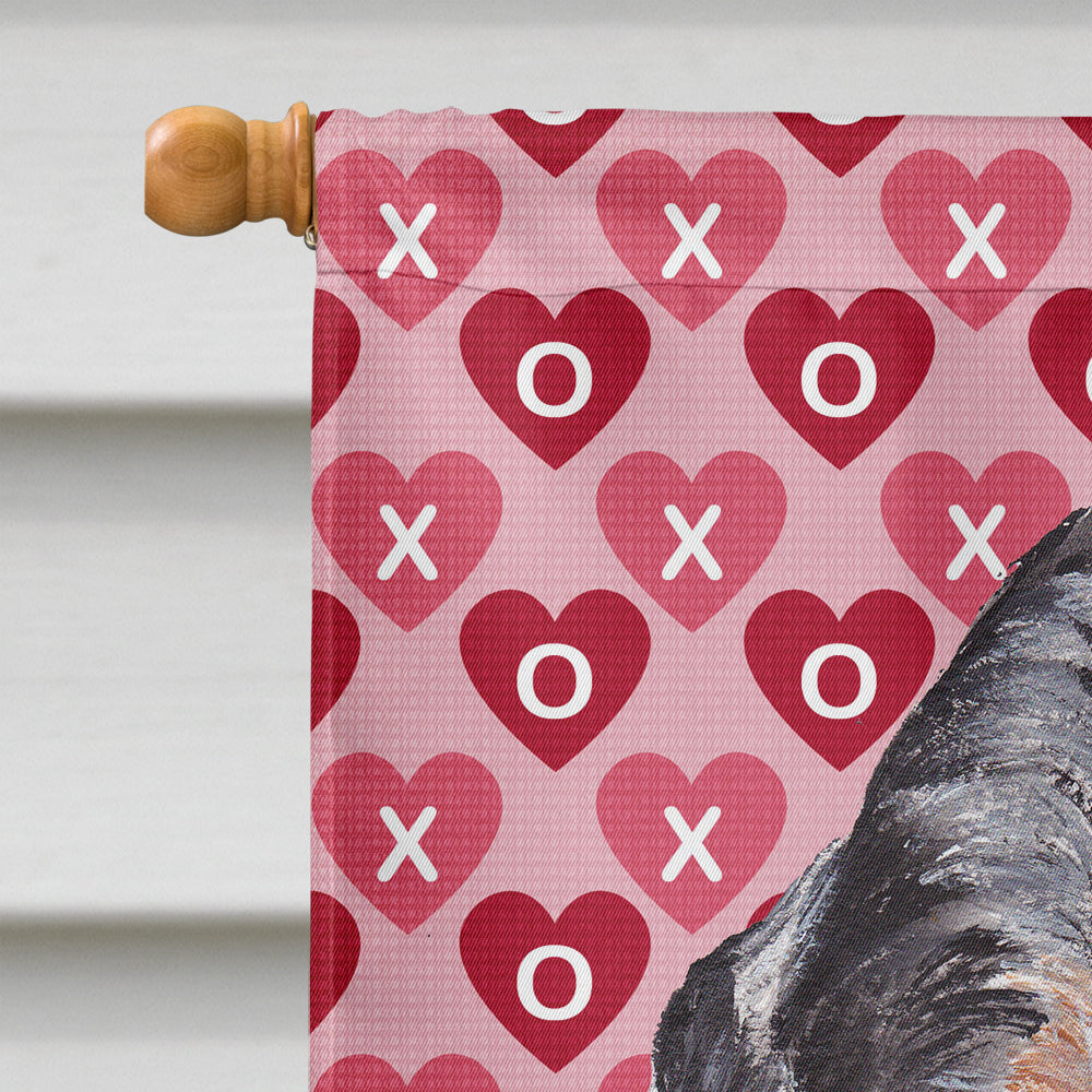 Blue Tick Coonhound Hearts and Love House Flag 28x40 Porch Sleeve Pole Decorative Outside Yard Banner Artwork Wall Hanging, Polyester
