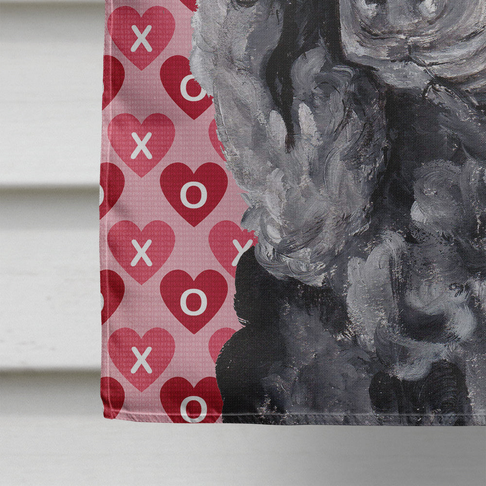 Black Standard Poodle Hearts and Love House Flag 28x40 Porch Sleeve Pole Decorative Outside Yard Banner Artwork Wall Hanging, Polyester