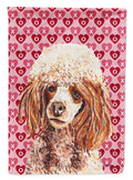 Red Miniature Poodle Hearts and Love House Flag 28x40 Porch Sleeve Pole Decorative Outside Yard Banner Artwork Wall Hanging, Polyester
