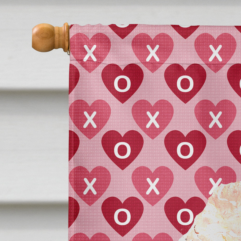 Red Miniature Poodle Hearts and Love House Flag 28x40 Porch Sleeve Pole Decorative Outside Yard Banner Artwork Wall Hanging, Polyester