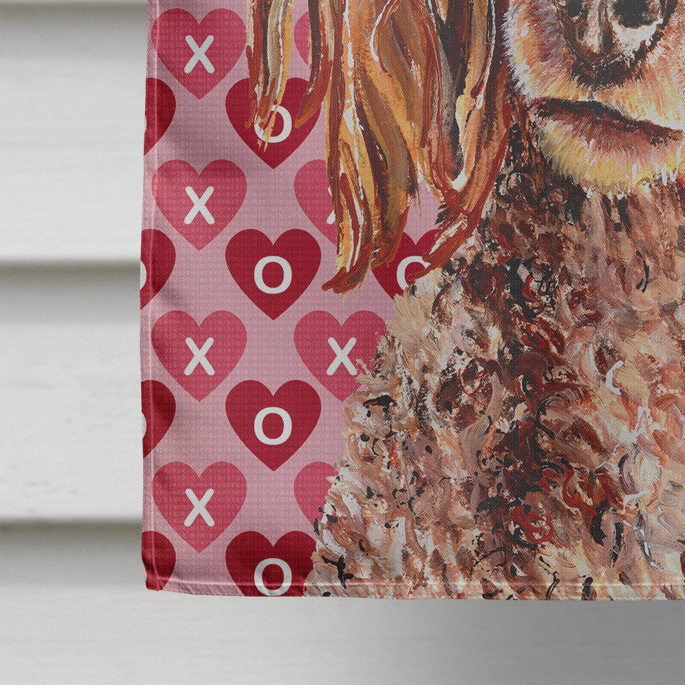 Red Miniature Poodle Hearts and Love House Flag 28x40 Porch Sleeve Pole Decorative Outside Yard Banner Artwork Wall Hanging, Polyester