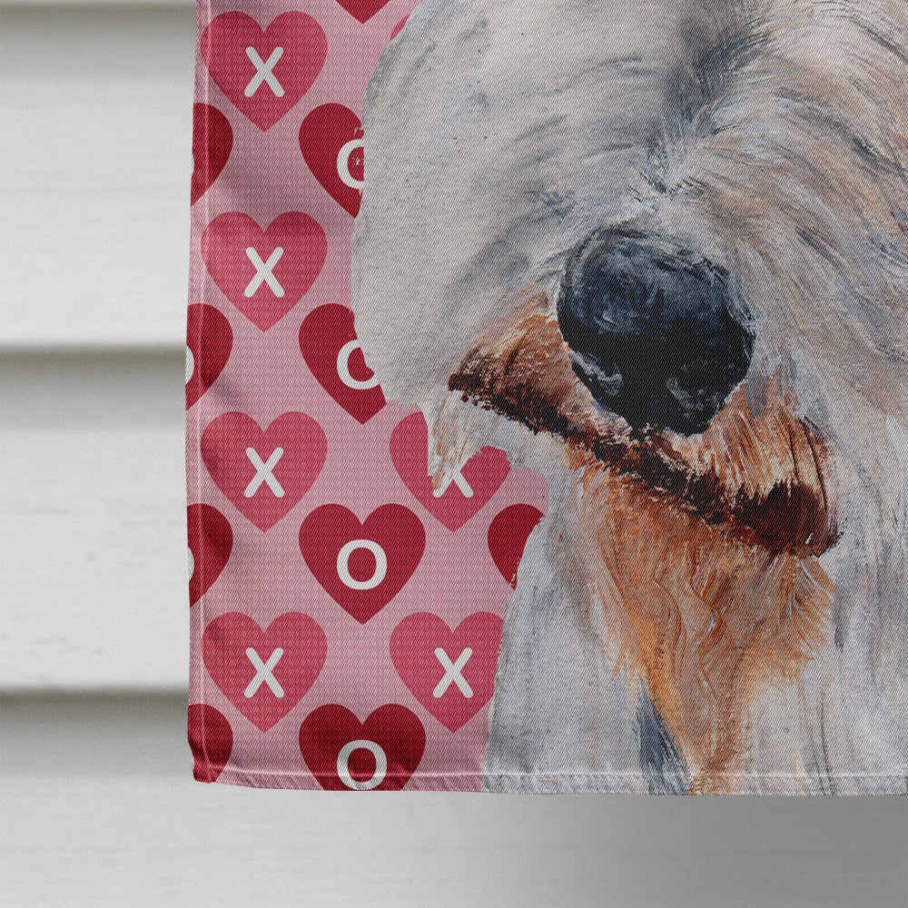 Wire Fox Terrier Hearts and Love House Flag 28x40 Porch Sleeve Pole Decorative Outside Yard Banner Artwork Wall Hanging, Polyester