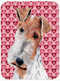 Wire Fox Terrier Hearts and Love Cutting Board Tempered Glass Kitchen Cutting Surface, Heat Resistant Chopping, Non-Slip Feet, Food Prep & Serving