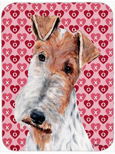 Wire Fox Terrier Hearts and Love Cutting Board Tempered Glass Kitchen Cutting Surface, Heat Resistant Chopping, Non-Slip Feet, Food Prep & Serving