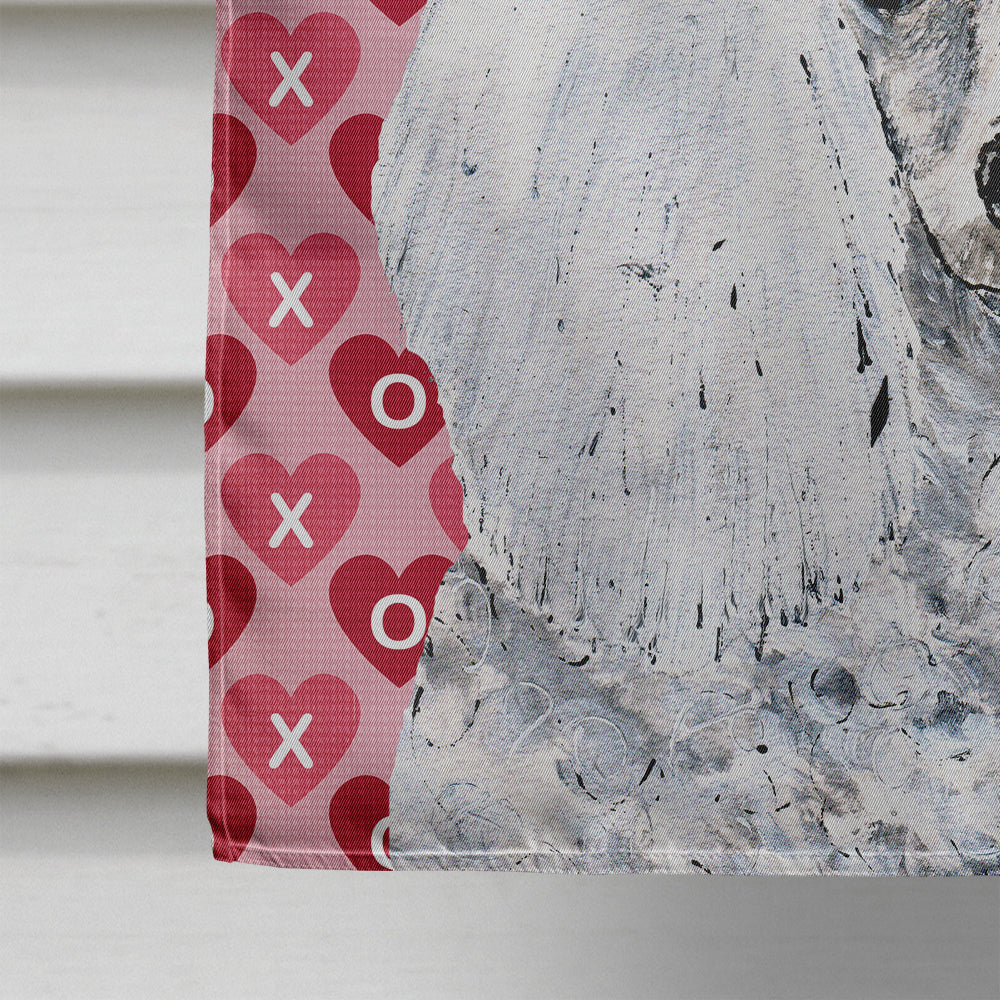 White Toy Poodle Hearts and Love House Flag 28x40 Porch Sleeve Pole Decorative Outside Yard Banner Artwork Wall Hanging, Polyester