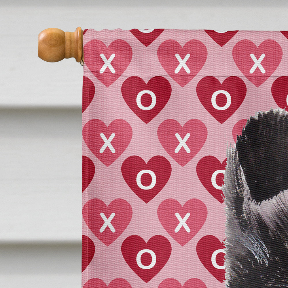 Black and White Collie Hearts and Love House Flag 28x40 Porch Sleeve Pole Decorative Outside Yard Banner Artwork Wall Hanging, Polyester