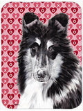 Black and White Collie Hearts and Love Cutting Board Tempered Glass Kitchen Cutting Surface, Heat Resistant Chopping, Non-Slip Feet, Food Prep & Serving