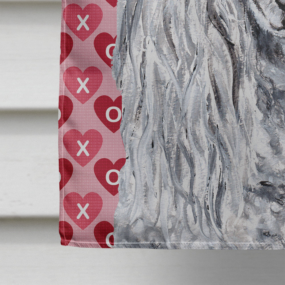 White Standard Poodle Hearts and Love House Flag 28x40 Porch Sleeve Pole Decorative Outside Yard Banner Artwork Wall Hanging, Polyester