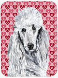 White Standard Poodle Hearts and Love Cutting Board Tempered Glass Kitchen Cutting Surface, Heat Resistant Chopping, Non-Slip Feet, Food Prep & Serving