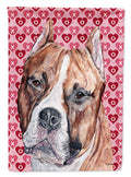 Staffordshire Bull Terrier Staffie Hearts and Love House Flag 28x40 Porch Sleeve Pole Decorative Outside Yard Banner Artwork Wall Hanging, Polyester