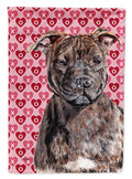 Staffordshire Bull Terrier Staffie Hearts and Love House Flag 28x40 Porch Sleeve Pole Decorative Outside Yard Banner Artwork Wall Hanging, Polyester