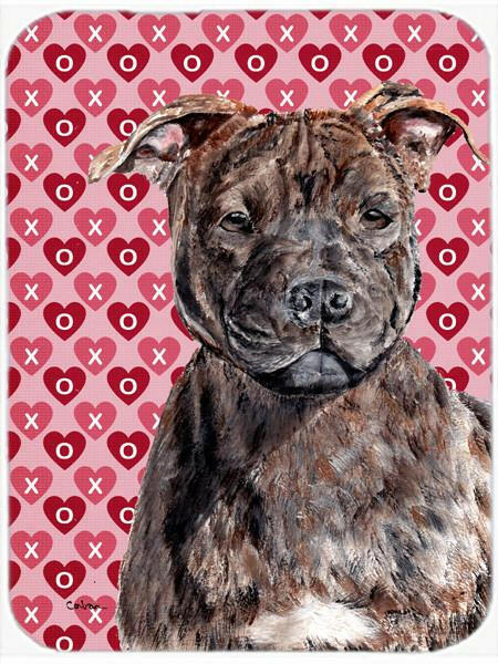 Staffordshire Bull Terrier Staffie Hearts and Love Cutting Board Tempered Glass Kitchen Cutting Surface, Heat Resistant Chopping, Non-Slip Feet, Food Prep & Serving