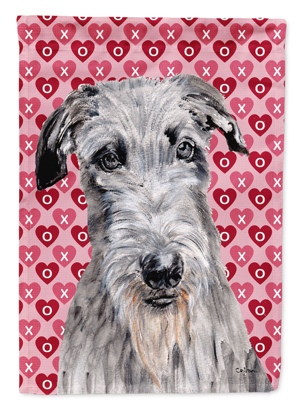 Scottish Deerhound Hearts and Love House Flag 28x40 Porch Sleeve Pole Decorative Outside Yard Banner Artwork Wall Hanging, Polyester