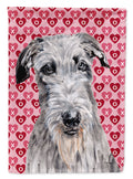 Scottish Deerhound Hearts and Love House Flag 28x40 Porch Sleeve Pole Decorative Outside Yard Banner Artwork Wall Hanging, Polyester