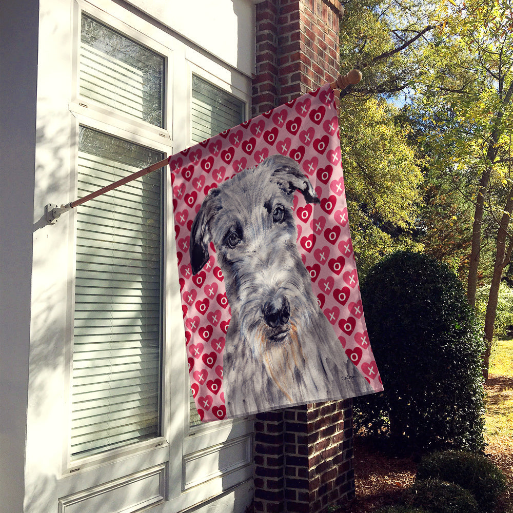 Scottish Deerhound Hearts and Love House Flag 28x40 Porch Sleeve Pole Decorative Outside Yard Banner Artwork Wall Hanging, Polyester