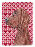 Redbone Coonhound Hearts and Love House Flag 28x40 Porch Sleeve Pole Decorative Outside Yard Banner Artwork Wall Hanging, Polyester
