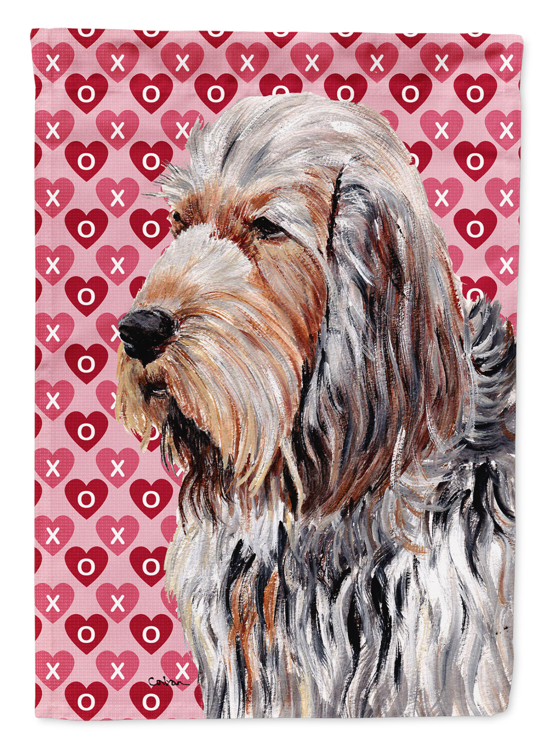 Otterhound Hearts and Love House Flag 28x40 Porch Sleeve Pole Decorative Outside Yard Banner Artwork Wall Hanging, Polyester