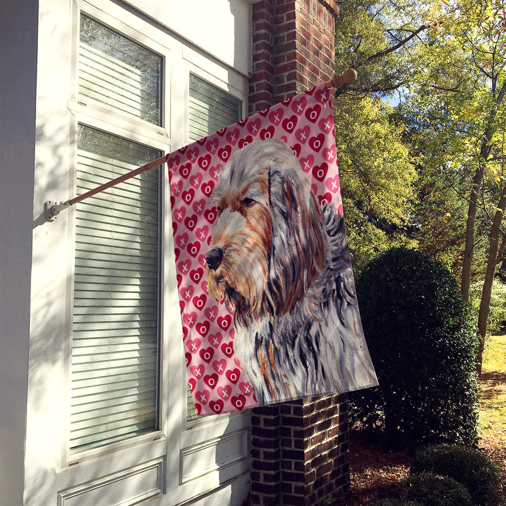 Otterhound Hearts and Love House Flag 28x40 Porch Sleeve Pole Decorative Outside Yard Banner Artwork Wall Hanging, Polyester