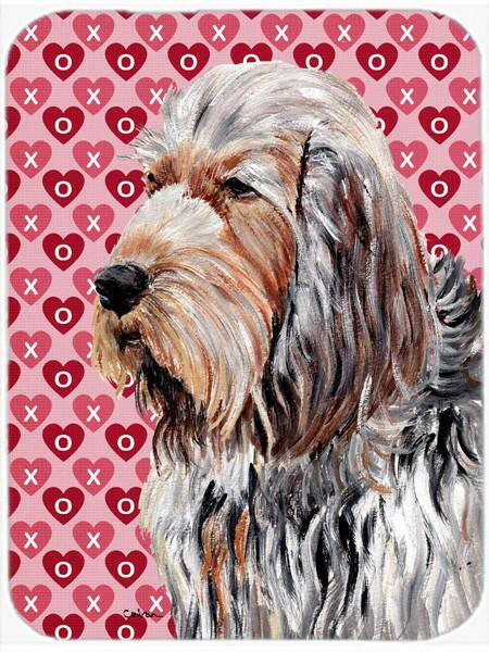 Otterhound Hearts and Love Cutting Board Tempered Glass Kitchen Cutting Surface, Heat Resistant Chopping, Non-Slip Feet, Food Prep & Serving