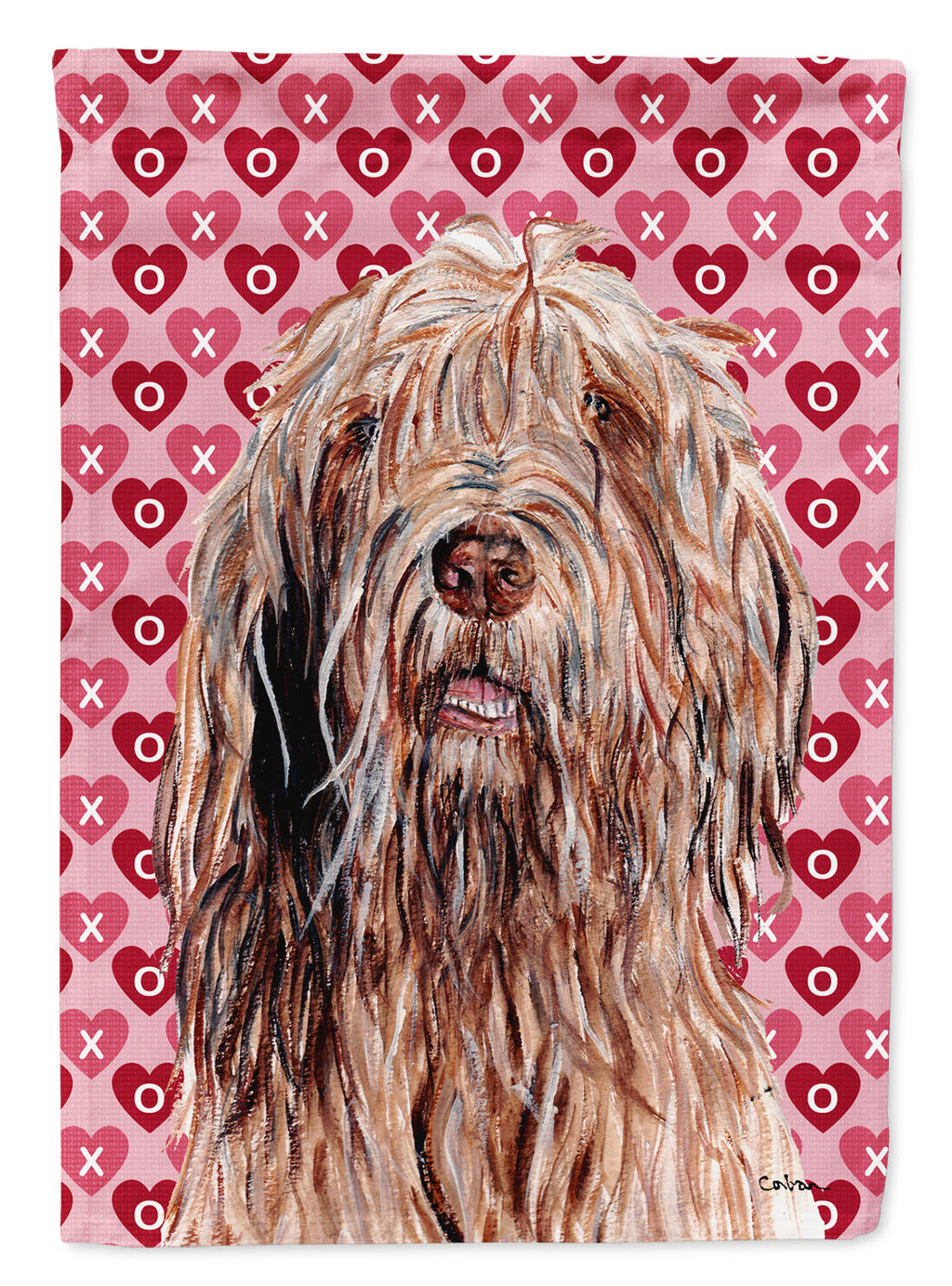 Otterhound Hearts and Love House Flag 28x40 Porch Sleeve Pole Decorative Outside Yard Banner Artwork Wall Hanging, Polyester