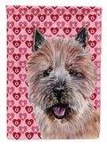 Norwich Terrier Hearts and Love House Flag 28x40 Porch Sleeve Pole Decorative Outside Yard Banner Artwork Wall Hanging, Polyester