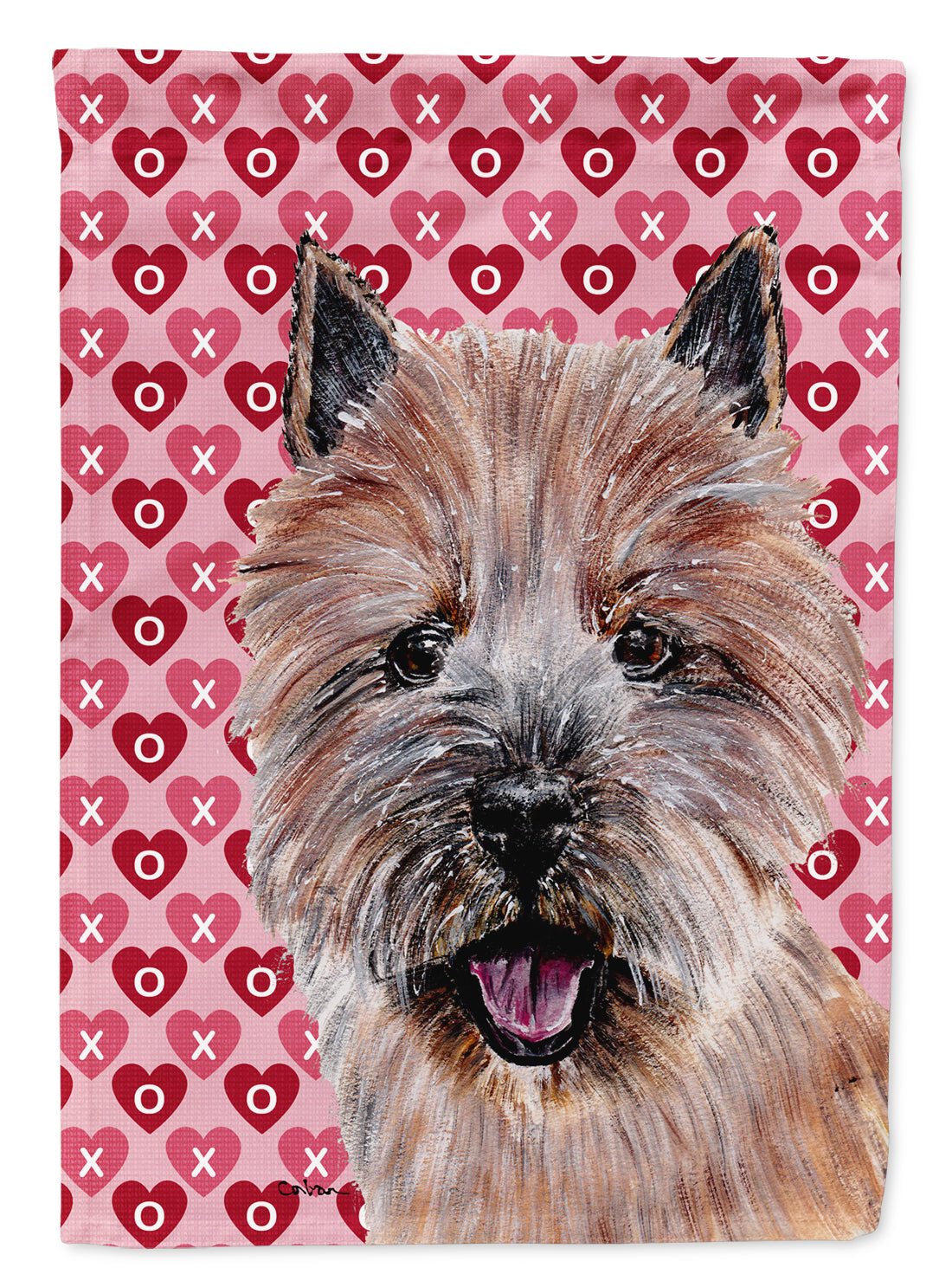 Norwich Terrier Hearts and Love House Flag 28x40 Porch Sleeve Pole Decorative Outside Yard Banner Artwork Wall Hanging, Polyester