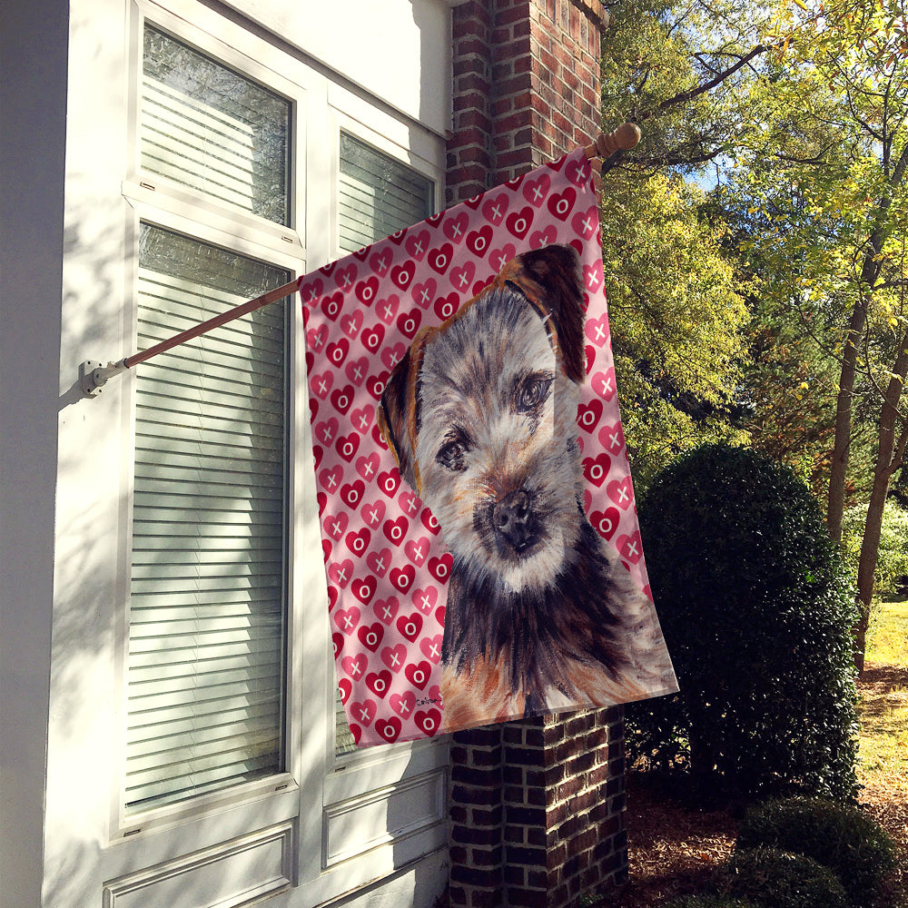 Norfolk Terrier Puppy Hearts and Love House Flag 28x40 Porch Sleeve Pole Decorative Outside Yard Banner Artwork Wall Hanging, Polyester
