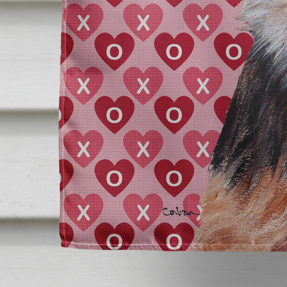 Norfolk Terrier Puppy Hearts and Love House Flag 28x40 Porch Sleeve Pole Decorative Outside Yard Banner Artwork Wall Hanging, Polyester