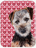 Norfolk Terrier Puppy Hearts and Love Cutting Board Tempered Glass Kitchen Cutting Surface, Heat Resistant Chopping, Non-Slip Feet, Food Prep & Serving