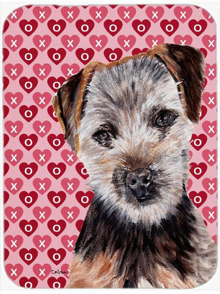 Norfolk Terrier Puppy Hearts and Love Cutting Board Tempered Glass Kitchen Cutting Surface, Heat Resistant Chopping, Non-Slip Feet, Food Prep & Serving