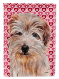 Norfolk Terrier Hearts and Love House Flag 28x40 Porch Sleeve Pole Decorative Outside Yard Banner Artwork Wall Hanging, Polyester