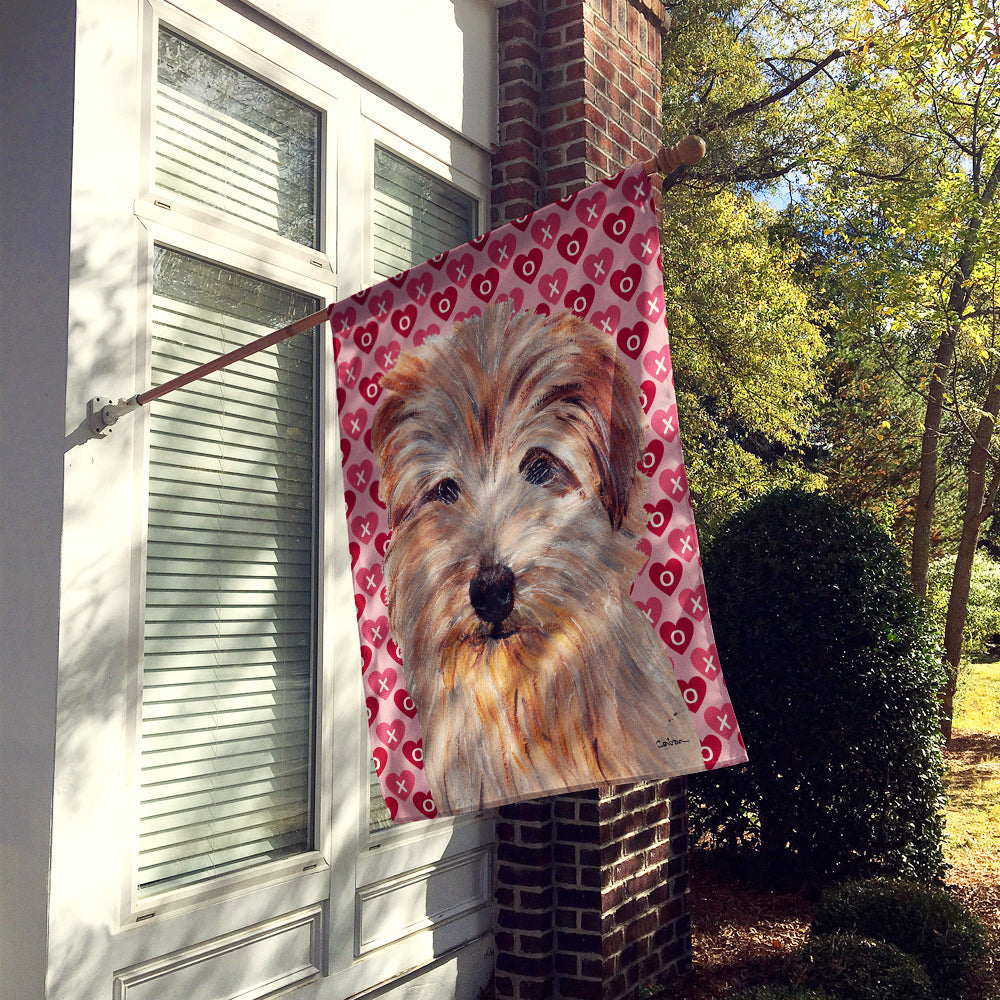 Norfolk Terrier Hearts and Love House Flag 28x40 Porch Sleeve Pole Decorative Outside Yard Banner Artwork Wall Hanging, Polyester