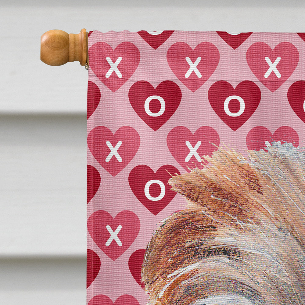 Norfolk Terrier Hearts and Love House Flag 28x40 Porch Sleeve Pole Decorative Outside Yard Banner Artwork Wall Hanging, Polyester