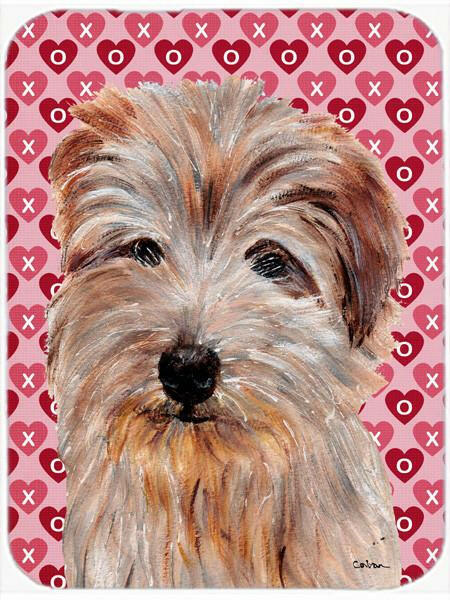 Norfolk Terrier Hearts and Love Cutting Board Tempered Glass Kitchen Cutting Surface, Heat Resistant Chopping, Non-Slip Feet, Food Prep & Serving