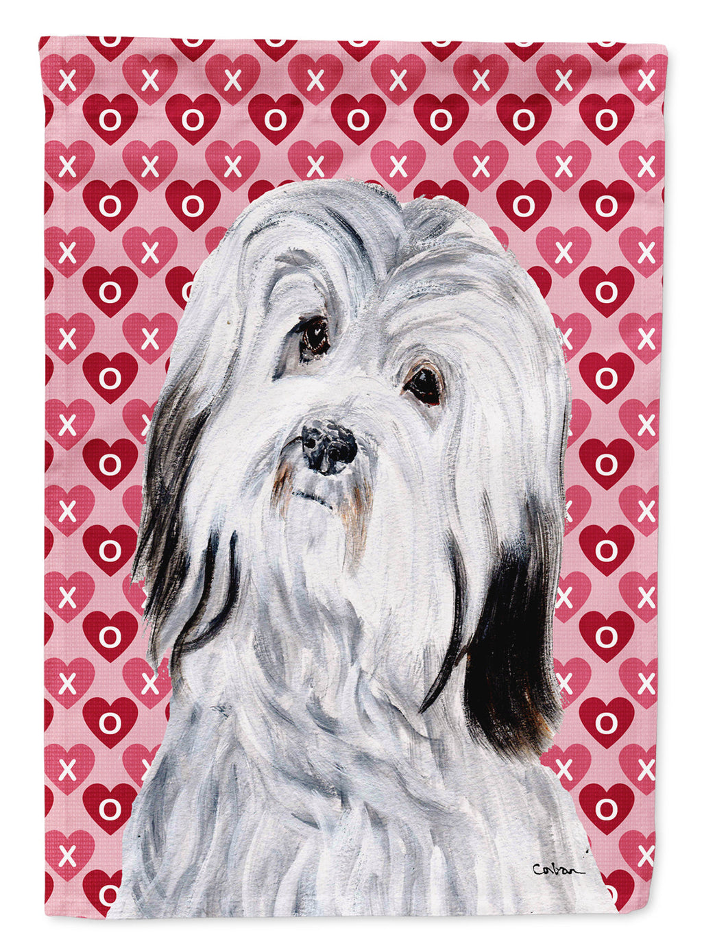 Havanese Hearts and Love House Flag 28x40 Porch Sleeve Pole Decorative Outside Yard Banner Artwork Wall Hanging, Polyester