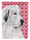 Great Pyrenees Hearts and Love House Flag 28x40 Porch Sleeve Pole Decorative Outside Yard Banner Artwork Wall Hanging, Polyester