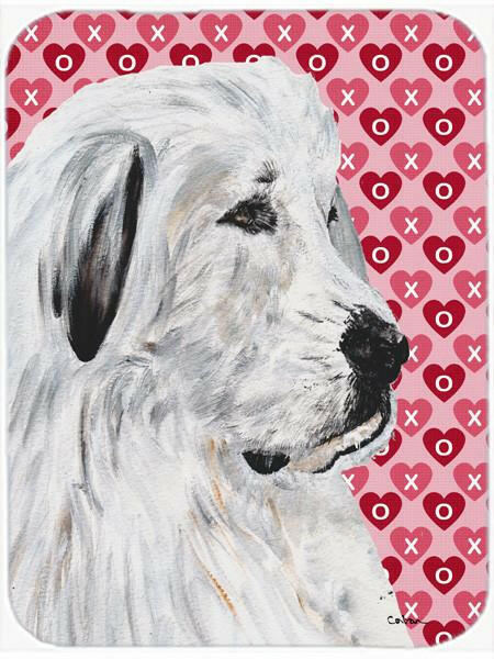 Great Pyrenees Hearts and Love Cutting Board Tempered Glass Kitchen Cutting Surface, Heat Resistant Chopping, Non-Slip Feet, Food Prep & Serving