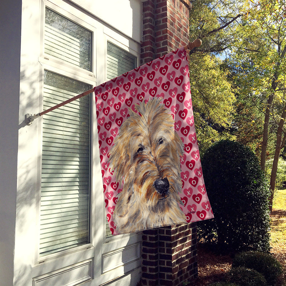 Golden Doodle 2 Hearts and Love House Flag 28x40 Porch Sleeve Pole Decorative Outside Yard Banner Artwork Wall Hanging, Polyester