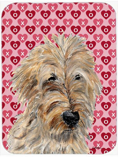 Golden Doodle 2 Hearts and Love Cutting Board Tempered Glass Kitchen Cutting Surface, Heat Resistant Chopping, Non-Slip Feet, Food Prep & Serving